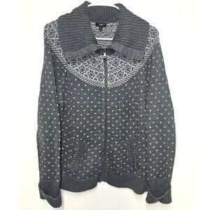 Talbots Women Cardigan XL Petite Fair Isle Full Zip Wool Blend Ski Grandmacore